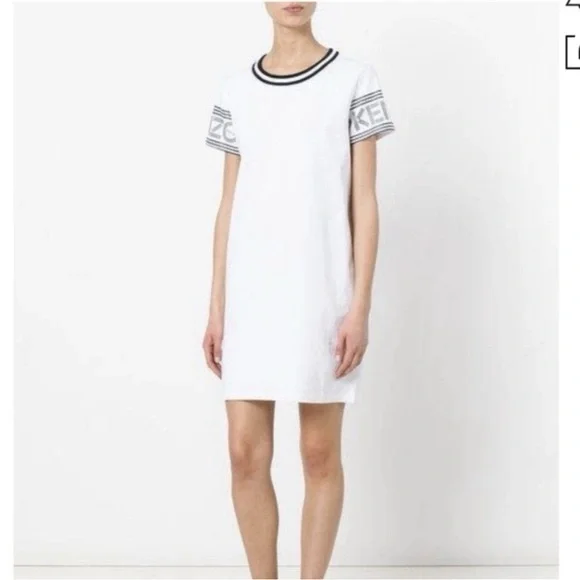Kenzo Designer T-Shirt Dress Grey Logo Short Sleeve size L - Picture 2 of 10